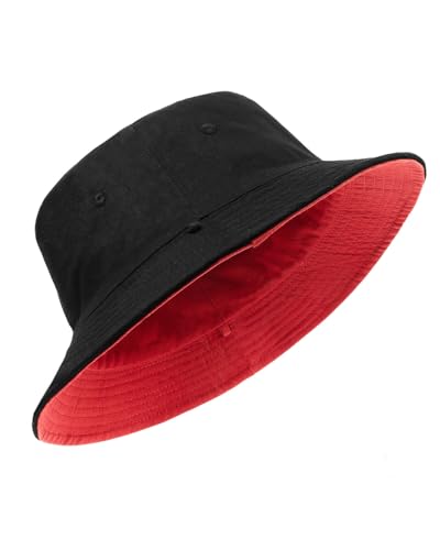 Zylioo Reversibel Fischerhut Anglerhut Doppelseitig Bucket Hat Beidseitig Baumwolle Sonnenhut Sommerhut Damen Eimerhut von Zylioo