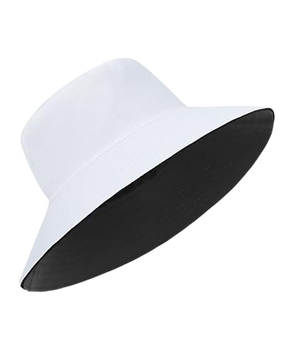 Zylioo Reversibel Fischerhut Anglerhut Doppelseitig Bucket Hat Beidseitig Baumwolle Sonnenhut Sommerhut Damen Eimerhut von Zylioo