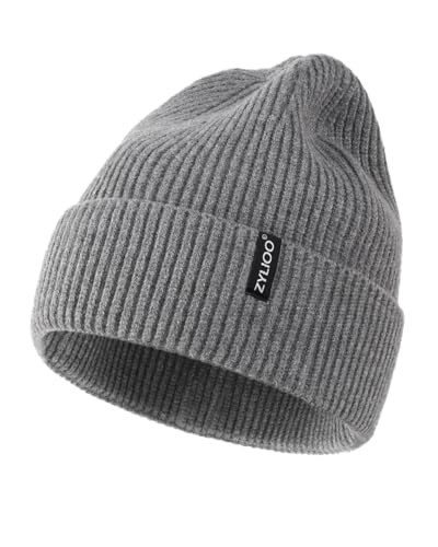 Zylioo L/XL Strickmütze Für Großen Kopf, Wintermütze Beanie Mütze Mit Schirm, Übergroße Winter Warme Knit Cuffed Watch Cap von Zylioo