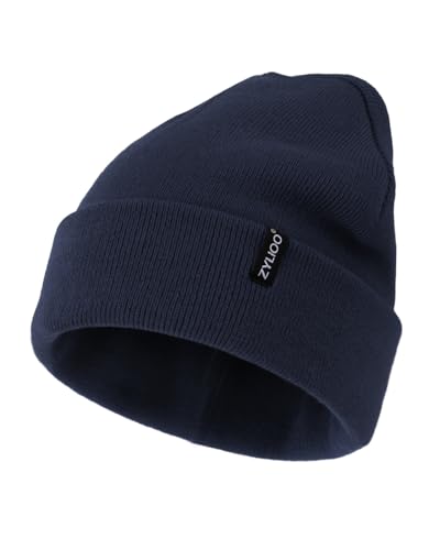 Zylioo XXL Strickmütze Für Großen Kopf, Wintermütze Beanie Mütze Mit Schirm, Übergroße Winter Warme Knit Cuffed Watch Cap von Zylioo