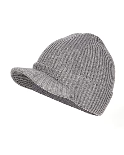 Zylioo XXL Strickmütze Für Großen Kopf, Wintermütze Beanie Mütze Mit Schirm, Übergroße Winter Warme Knit Cuffed Watch Cap von Zylioo