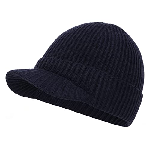 Zylioo XXL/3XL Strickmütze Für Großen Kopf, Wintermütze Beanie Mütze Mit Schirm, Übergroße Winter Warme Knit Cuffed Watch Cap von Zylioo