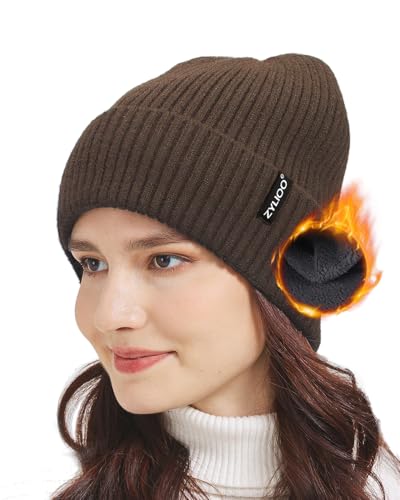 Zylioo Wintermütze Strickmütze Für kleinen Kopf，Fleece Fütterung Beanie Mütze Größe S-M,Winter Warme Watch Cap von Zylioo