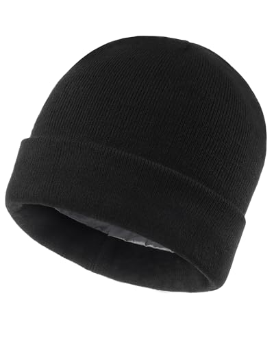 Zylioo XL/XXL Satin Gefütterte Wintermütze Strickmütze,Große Satin Lined Beanie Mütze,Winter Warme Skull Watch Cap von Zylioo