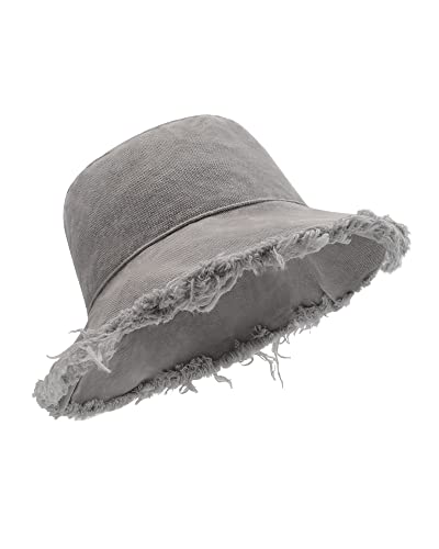 Zylioo XL Ausgefranster Fischerhut Für Großen Kopf, Distressed Anglerhut Größen 60-64, UV/UPF 50+ Frayed Bucket Outdoor Hat von Zylioo