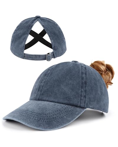 Zylioo XL-XXL Pferdeschwanz Basecap Großen Kopf,Washed Ponytail Kappe Größe 60-64,Criss Cross UV-Schutz Golf Cap von Zylioo