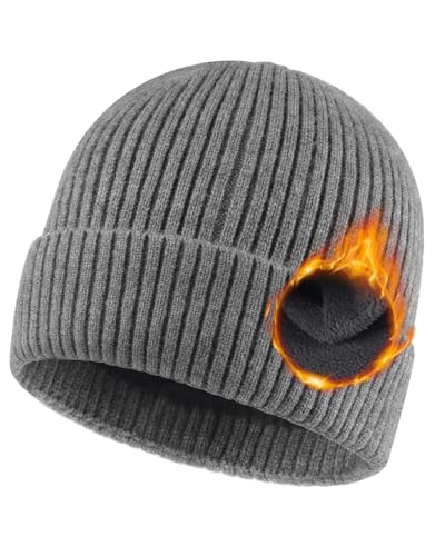 Zylioo XL-XXL Wintermütze Strickmütze Mit Fleece Fütterung，Beanie Mütze Für Großen Kopf, Übergroße Winter Warme Watch Cap von Zylioo