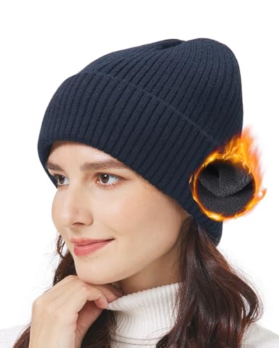 Zylioo XL-XXL Wintermütze Strickmütze Mit Fleece Fütterung，Beanie Mütze Für Großen Kopf, Übergroße Winter Warme Watch Cap von Zylioo