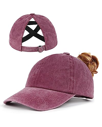 Zylioo XXL Pferdeschwanz Basecap Großen Kopf,Washed Ponytail Kappe Größe 60-65,Criss Cross UV-Schutz Golf Cap von Zylioo