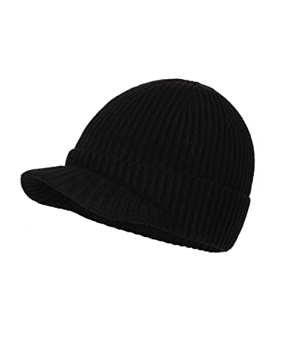 Zylioo XXL Strickmütze Für Großen Kopf, Wintermütze Beanie Mütze Mit Schirm, Übergroße Winter Warme Knit Cuffed Watch Cap von Zylioo