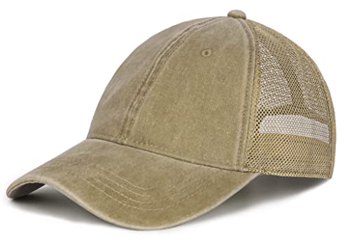 Zylioo Vintage Trucker Cap XXL Old Used Look Running Caps for Large Head Washed Mesh Baseball Cap Adjustable Sports Caps from 60-65, Khaki, XXL von Zylioo