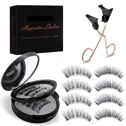 Magnetische Wimpern, 3D Natural Look Set Von Doppelten Magnetischen Wimpern Ohne Eyeliner, Kein Kleber Falsche Wimpern Mit Applikator, Einfach Zu Tragen, Wiederverwendbar, Wasserdicht von Zymise