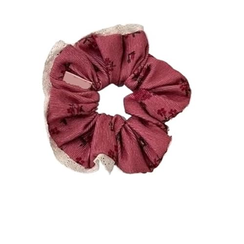 10 Stück Blumen-Spitze-Retro-Blumen-Haargummis for Mädchen, elastische Haargummis für Frauen oder Mädchen(Rose red) von Zymjzbetic