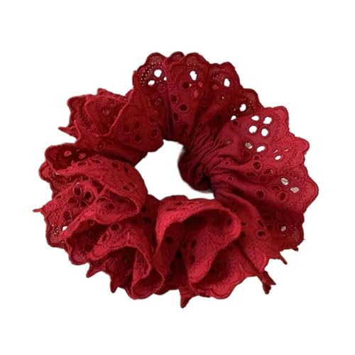 10 Stück Spitzen-Haargummis for Damen, elastische Haarbänder, Pferdeschwanzhalter, Krawatte, einfarbig, Haarreifen, Haargummi, Damen-Haarring für Frauen oder Mädchen(Red) von Zymjzbetic