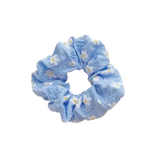 10 Stück bunte Blumen Stoff elastische Haarbänder for Frauen Haargummis einfache florale Scrunchies Seil für Frauen oder Mädchen(Blue) von Zymjzbetic