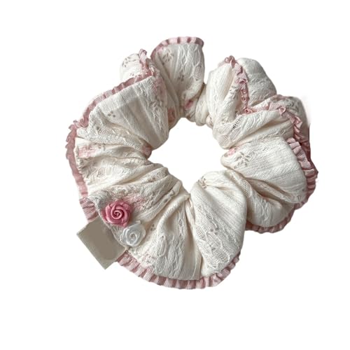 10 Stück süße Spitzenbesatz Stoff Scrunchies Haargummis elastisches Haarseil für Frauen oder Mädchen(Number 01) von Zymjzbetic