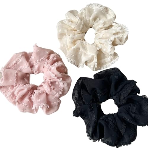 3/4Pcs Süße Gedruckte Gummibänder Haarbänder Frauen Einfache Scrunchies Rosa Mesh Haar Krawatten Pferdeschwanz Zubehör für Frauen oder Mädchen(3pcs A) von Zymjzbetic