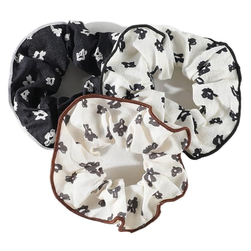 3/4Pcs Süße Gedruckte Gummibänder Haarbänder Frauen Einfache Scrunchies Rosa Mesh Haar Krawatten Pferdeschwanz Zubehör für Frauen oder Mädchen(3pcs B) von Zymjzbetic