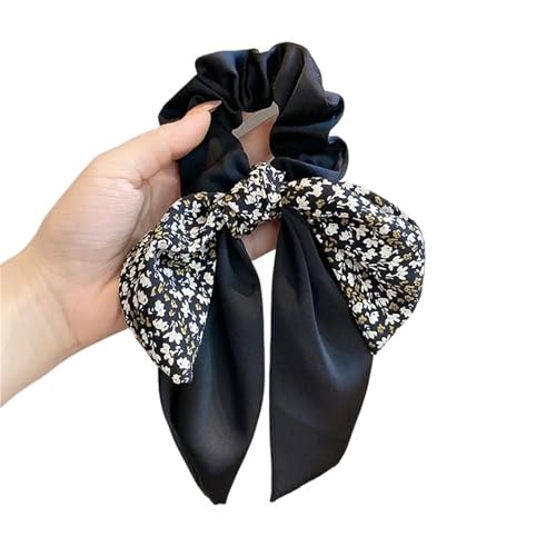 5 Stück Stirnband Schal Haar Seil Krawatten Vintage Blumenband elastische Haarbänder Schleife Frauen Kopfbedeckung Mädchen Haarschmuck für Frauen oder Mädchen(Black) von Zymjzbetic
