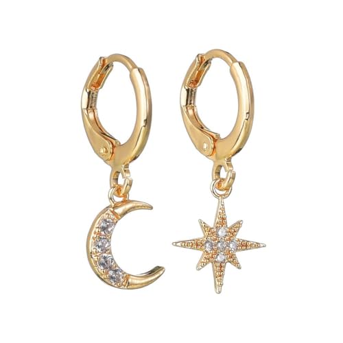 Zymoplas 1 Paar Mond Stern Ohrringe Kreative Ohren Anhänger Unregelmäßige hängende Dekore Frau Schmuck Ohr baumeln Mode Accessoire, Golden Zymoplas 1 Paar Mond Stern Ohrringe Kreative Ohren Anhänger Unregelmäßige hängende Dekore Frau Schmuck Ohr baumeln Mode Accessoire, Golden von Zymoplas