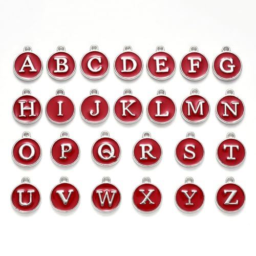 Zymoplas 26 Stück Anfangsbuchstaben Charms, die Weihnachtsgeschenk machen, hängender Anhänger, doppelseitig, flach, Legierungs Charm Halsketten Armband, Rot Zymoplas 26 Stück Anfangsbuchstaben Charms, die Weihnachtsgeschenk machen, hängender Anhänger, doppelseitig, flach, Legierungs Charm Halsketten Armband, Rot von Zymoplas