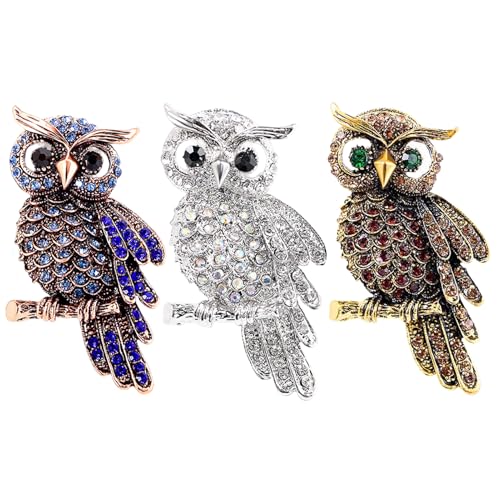 Zymoplas 3 Pakete/Los Frauen Eingebettet Funkelnde Brosche Für Frauen Symbolisiert Frauen 3 Pakete/Los Eule Broschen Frauen Vintage von Zymoplas