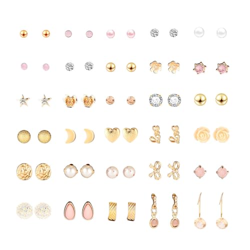 Zymoplas 30 Paar Ohrstecker Ohrringe Set Geometrische Strass Modeschmuck Hochzeitszubehör Damen Accessoires Tägliche Abnutzung, Geben Sie 11 ein von Zymoplas