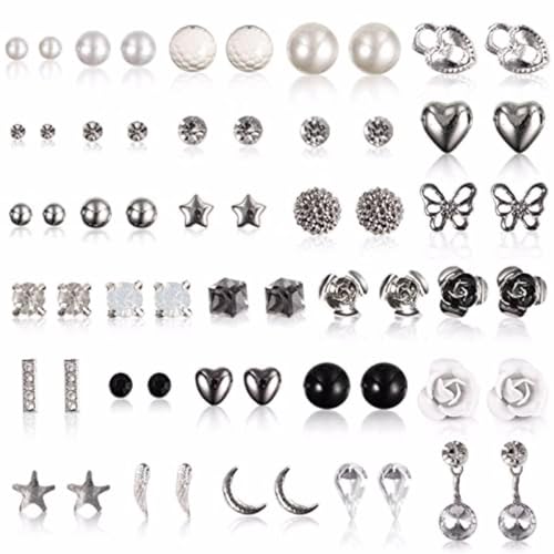 Zymoplas 30 Paar Ohrstecker Ohrringe Set Geometrische Strass Modeschmuck Hochzeitszubehör Damen Accessoires Tägliche Abnutzung, Geben Sie 6 ein von Zymoplas
