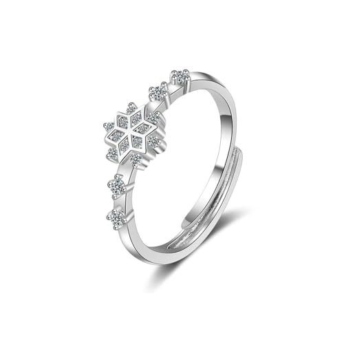 Zymoplas Frauen Öffnungsring Zirkon Funkelnde verstellbare Schneeflocke Offene Hand Schmuck Erwachsene Hochzeit Exquisite Dekoration von Zymoplas