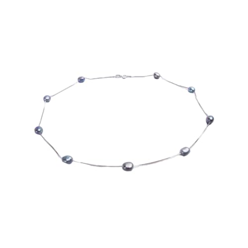 Zymoplas Frauen Perle Halskette Einfarbig Ersatz Tragbare Exquisite Damen Hochzeit Choker Schmuck Ornament Geburtstag Geschenk, Schwarz Blau, 50cm von Zymoplas