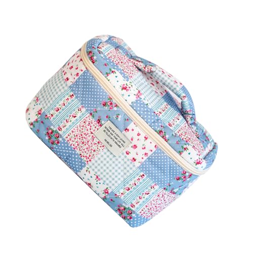 Zymoplas Große Kosmetiktasche mit Blumenmuster, Mehrfarbig, Make up Tasche, Stoff, Gesteppte Damen Kulturtasche, Damen Kulturtasche, B von Zymoplas