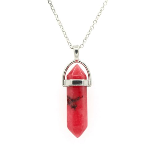 Zymoplas Hexagon Column Charm Damen Herren Schmuck Jubiläumsgeschenke Hängende Anhänger Spitze Kristall Charms für Kettendekorationen, Rot von Zymoplas