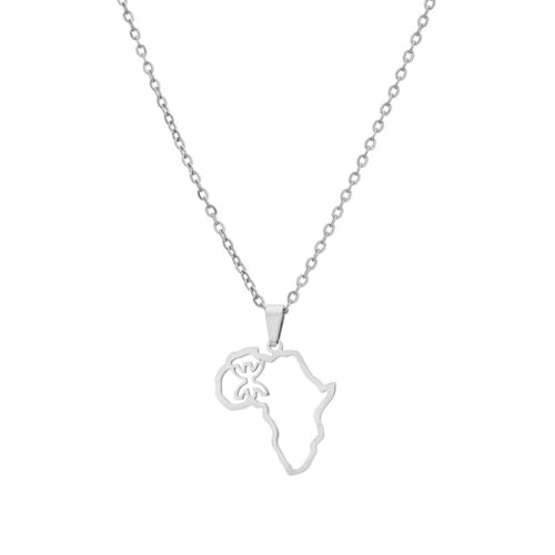 Zymoplas Legierung Afrika Karte Halskette dekorativ vergoldet stilvoll unverblasst Unisex Halsband Anhänger Schmuck Ornament Geburtstagsgeschenk, Silber Typ 2 Zymoplas Legierung Afrika Karte Halskette dekorativ vergoldet stilvoll unverblasst Unisex Halsband Anhänger Schmuck Ornament Geburtstagsgeschenk, Silber Typ 2 von Zymoplas