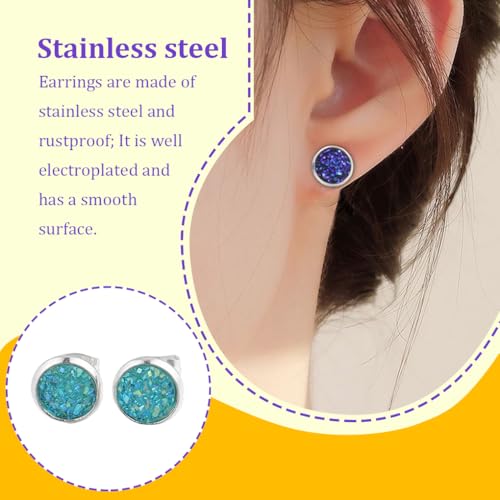 Zymoplas Mini Ohrringe Edelstahl Auffällige Ohrtropfen Strass Inlay Schöne klassische Ohrstecker Mädchen Hochzeit, Cyan von Zymoplas