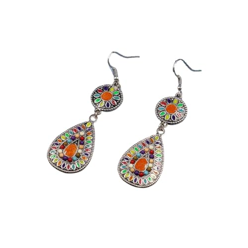 Zymoplas Mode Boho Tropfen Ohrringe Frauen Bunte Quaste Vintage Böhmischen Stil Teardrop Holz Hoop Hippie Ohrringe Set von Zymoplas