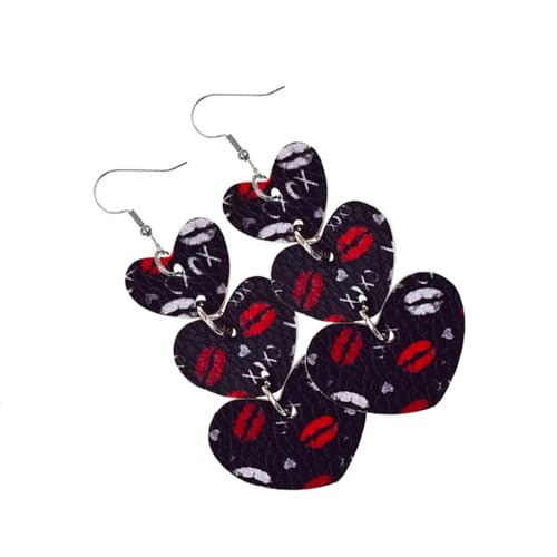 Zymoplas Ohrringe Mehrschichtige Lippe Ohr Baumeln Herzförmig Übertrieben Schmuck Hoop Bunte Ohrring Frauen Valentinstag Hochzeit, Herz 1 von Zymoplas