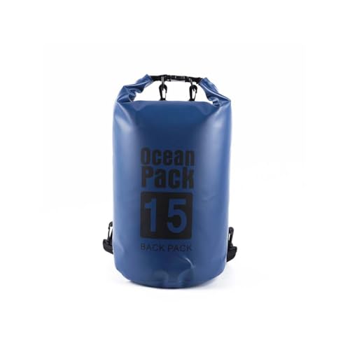 Zymoplas PVC Dry Bags Multifunktionaler Outdoor Rucksack Reiseausrüstung Faltbare Kajak Rafting Tasche Männer Bootfahren Strandsport, Dunkelblau, 15L Schultern von Zymoplas