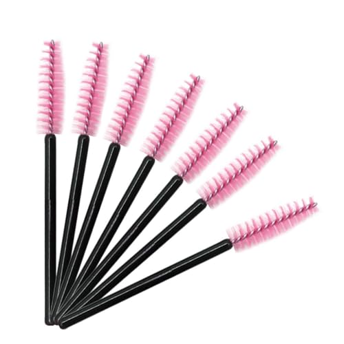 Zymoplas Packung mit 50 Wimpernbürste Einweg Nylon Mascara Zauberstäbe Make up Tragbare Mini Wimpern Verlängerung Kosmetik Werkzeug Stick, schwarz rosa von Zymoplas