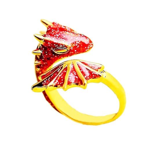 Zymoplas Retro Legierung offener Ring Frau Jahrestag Bankett Knuckle Kunst Modeschmuck Büro Geburtstag personalisiertes Geschenk, Rot von Zymoplas