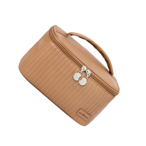 Zymoplas Robuste und langlebige Aufbewahrungstasche für alle Reiseutensilien, kompakte und tragbare Kosmetiktasche für Damen, Kulturbeutel, Mokkabraun von Zymoplas