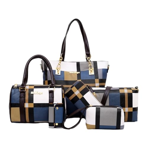 Zymoplas Schickes Handtaschen, Tragetaschen, Geldbörsen und Schlüsseletui Set aus PU, kratzfestes Damen Geldbörsen Set, Handtaschen Set, breite Anwendung, Blau von Zymoplas