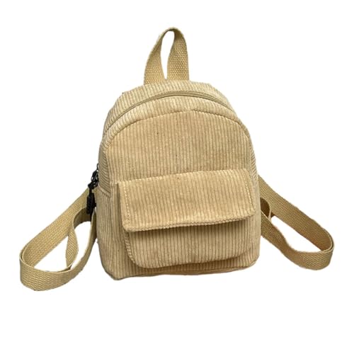 Zymoplas Stilvoller und praktischer Damen Mini Rucksack für Alles Wesentliche. Großer Damen Stadtrucksack aus Cord mit großem Fassungsvermögen, Khaki von Zymoplas
