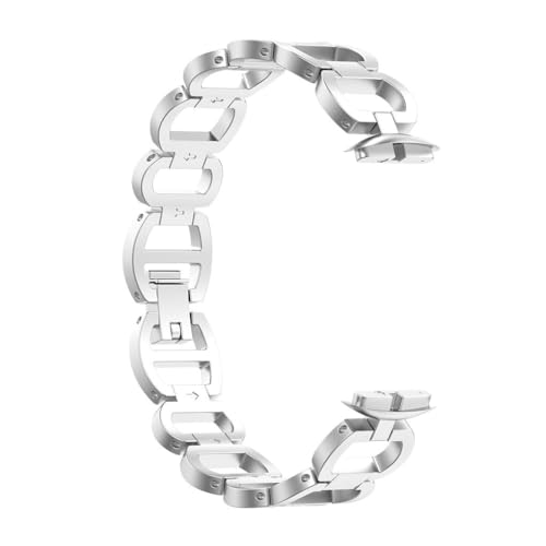 Zymoplas Stilvolles Uhrenarmband mit modischen, robusten und langlebigen Uhrenarmbändern aus Metall, einfach zu tragen, Silber von Zymoplas