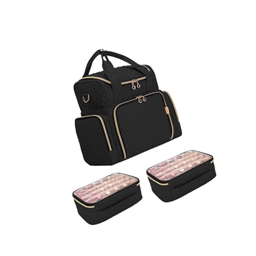 Zymoplas Tragbare Nagellack-Aufbewahrungstasche mit robusten Reißverschlüssen, Reise-Kosmetik-Organizer, Flaschen, Typ 2 von Zymoplas