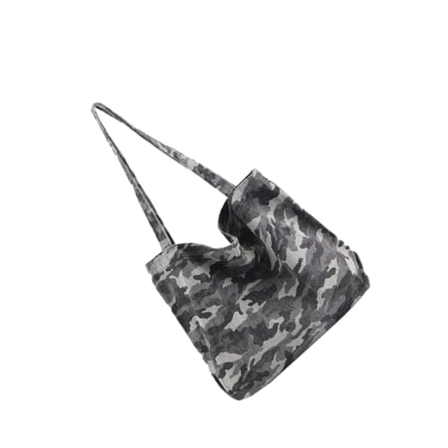 Zymoplas Vintage Leinentasche für Damen, robust und langlebig, für modische Damen unterwegs, leichte Camouflage Tragetasche, Schultertasche, grau von Zymoplas