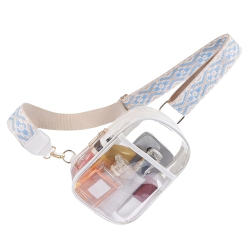 Zymoplas Wiederverwendbare durchsichtige Tasche für Stadionveranstaltungen, PVC, wasserdicht, leicht zu reinigen, durchsichtige Taschen für Stadionveranstaltungen, Taschen für Damen, Weiß von Zymoplas