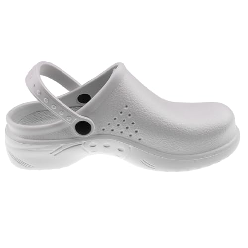 Zymoplas rutschfeste Herren Damen Cook Stillschuhe Ultralite Clogs mit Riemen, Weiss, 41 Meter Zymoplas rutschfeste Herren Damen Cook Stillschuhe Ultralite Clogs mit Riemen, Weiss, 41 Meter von Zymoplas
