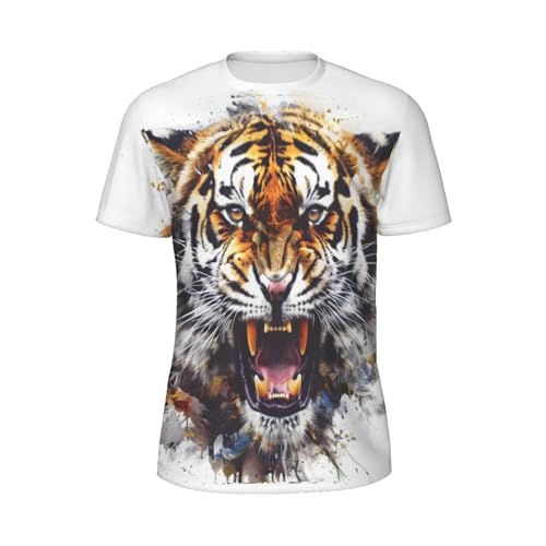 T-Shirt mit 3D-Muster, atmungsaktiv, kühl, leicht, flexibel, einfach zu kombinieren mit vielfältiger und stilvoller Kleidung, Tiger25, XL T-Shirt mit 3D-Muster, atmungsaktiv, kühl, leicht, flexibel, einfach zu kombinieren mit vielfältiger und stilvoller Kleidung, Tiger25, XL von Zynestra