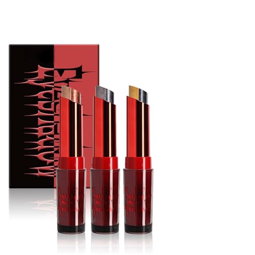 3-Stk Schimmer Lidschattenstift Set, zweifarbiger Lidschattenstift Highlighter-Eyeliner wasserfester Lidschattenstift glitzernder Farbverlaufs-Creme-Lidschattenstift für Augen- und Lippen-Makeup (B#) von Zynewa