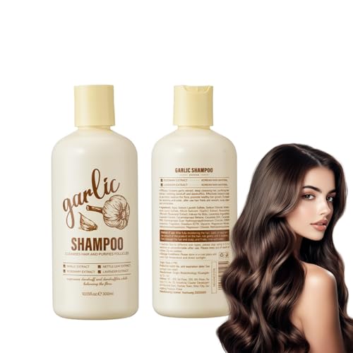 Knoblauch Shampoo 300ml, Anti Haarausfall Shampoo für Frauen und Männer, Stärkt und Nährt Geschädigtes Haar, Fördert Gesundes Haarwachstum von Zynewa